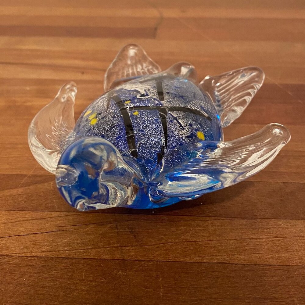Sea Turtle Figurine, Blown Glass Art Paperweight - Picture 3 of 6